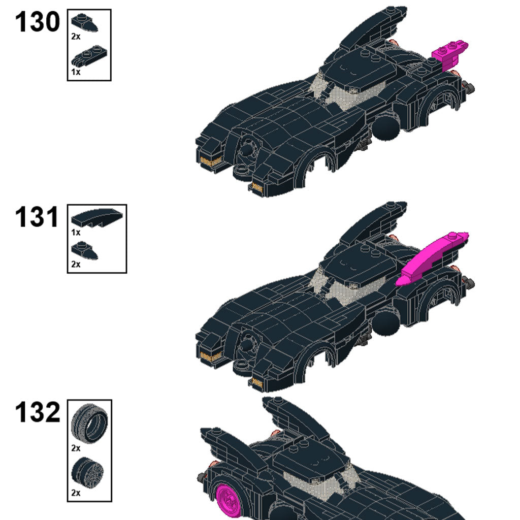 Batmobile, Batwing, Batski Batmissile Collection Minifig Scale